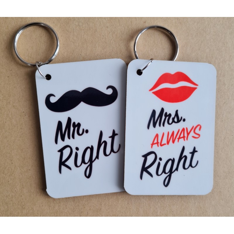 Mr and Mrs Right Keyring