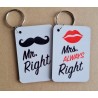 Mr and Mrs Right Keyring
